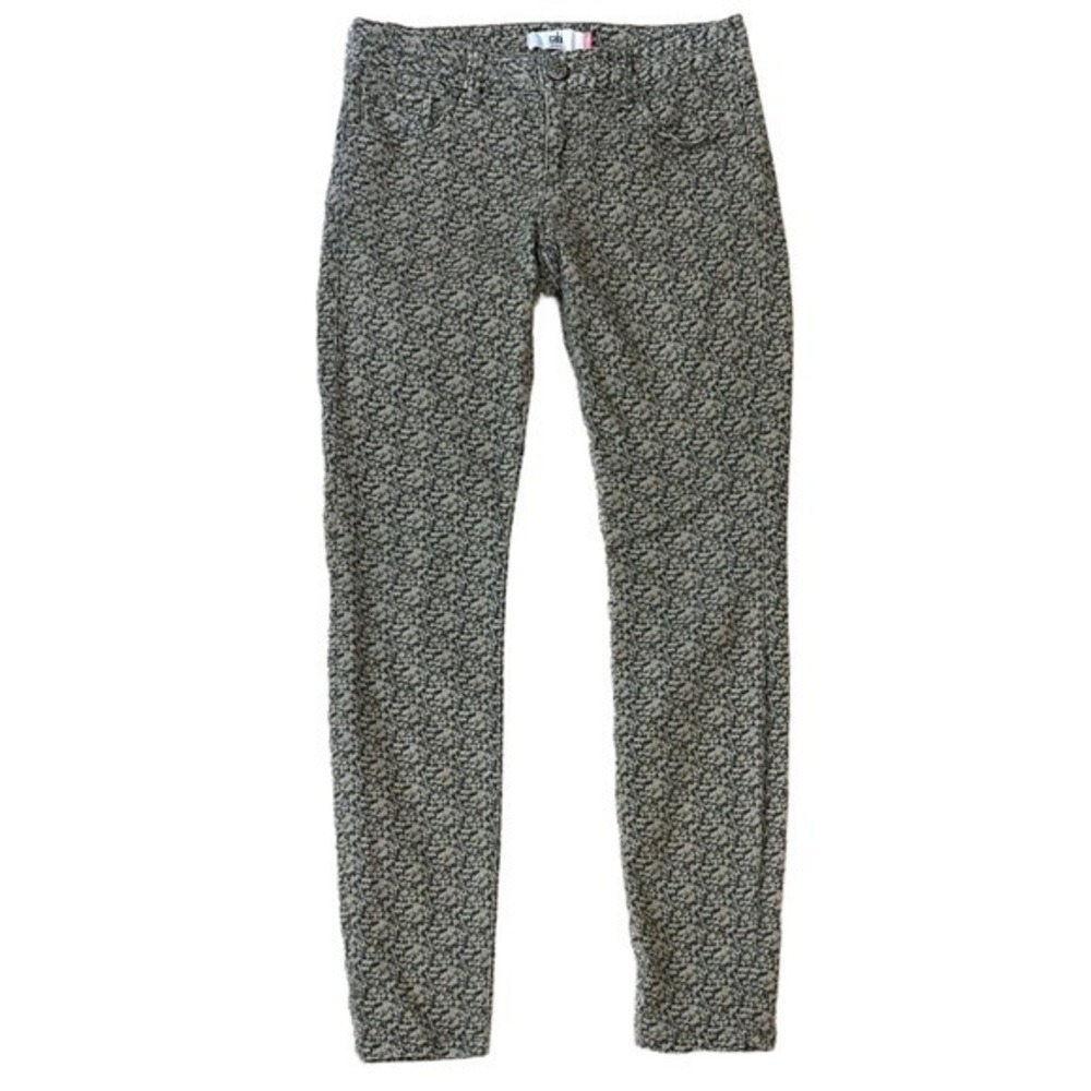 Cabi Ditzy Skinny Jeans Textured Print Moss Green Womens 2‎